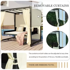 Patio Outdoor 3-Seat PE Rattan Swing Bed With Adjustable Curtains-ModernLuxe -Outdoor Furniture Store GUEST 4ed968e8 3691 4d1a a2aa a0bc1c42b6d9