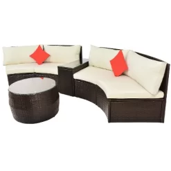 4pc Wicker Half-Moon Patio Set With Cushions - Brown/Beige - GODEER 37 4pc Wicker Half-Moon Patio Set With Cushions - Brown/Beige - GODEER -Outdoor Furniture Store GUEST 4efb7264 2909 4e62 b1b3 8b348feb36f9