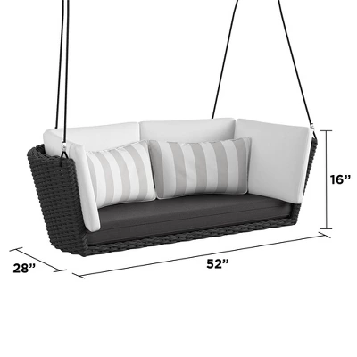 Sally Loveseat Swing With Cushion - Gray/Black - Novogratz 9 Sally Loveseat Swing With Cushion - Gray/Black - Novogratz - Image 7