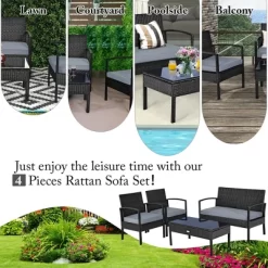 Costway 4PCS Patio Rattan Furniture Set Garden Deck 15 Costway 4PCS Patio Rattan Furniture Set Garden Deck -Outdoor Furniture Store GUEST 4f6746c1 1155 49c7 b585 571e68f2dbed