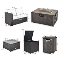 Costway 6PCS Patio Rattan Furniture Set 32'' Fire Pit Table Tank Holder With Cover Beige/Navy/Red/Turquoise 16 Costway 6PCS Patio Rattan Furniture Set 32'' Fire Pit Table Tank Holder With Cover Beige/Navy/Red/Turquoise -Outdoor Furniture Store GUEST 5022e0ed 9e26 4e30 b3df 19fbebb31c56