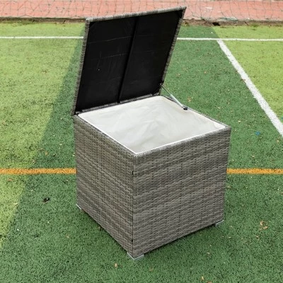 4pc Wicker Patio Sectional Seating Set With Cushions - Gray/Beige - GODEER 13 4pc Wicker Patio Sectional Seating Set With Cushions - Gray/Beige - GODEER - Image 11