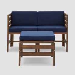 3pc Modular Acacia Wood Patio Chat Set With Cushions - Saracina Home -Outdoor Furniture Store GUEST 52b769b2 601c 4a9b 998b 9ea4cc3064c7