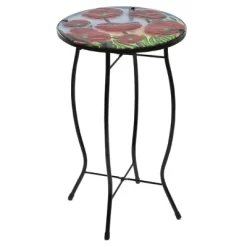 Northlight 19" Red Floral Poppies Glass Patio Side Table 7 Northlight 19" Red Floral Poppies Glass Patio Side Table -Outdoor Furniture Store GUEST 52cbec56 6251 49e5 8bcf 0965515d3ed4