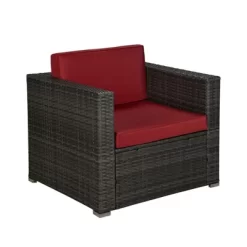 4pc Outdoor Wicker Conversation Set - Red/Brown - GODEER -Outdoor Furniture Store GUEST 52f125b9 1fa7 4888 9e0a c2f1dc6f7429