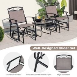 Costway 2pcs Patio Glider Set Single Swing Rocking Chair Heavy-Duty Metal Frame Outdoor -Outdoor Furniture Store GUEST 532e3fcc 6626 4774 9462 788ab5693805