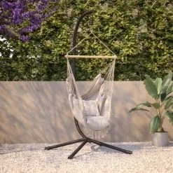 Flash Furniture Commercial All-Weather Black Steel Hanging Chair C Stand With Included Hardware