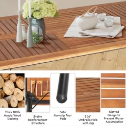 Costway 7PCS Patio Rattan Dining Set Table Top W/Umbrella Hole -Outdoor Furniture Store GUEST 53e3220a 2eb4 4ca5 8ea9 a839b9c182f5