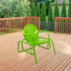 Northlight Outdoor Retro Metal Tulip Glider Patio Chair, Lime Green