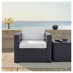 Biscayne Armchair With White Cushions - Brown/White - Crosley -Outdoor Furniture Store GUEST 547eed81 6a37 4843 881c d68c64b1f30b