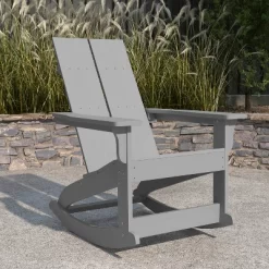 Merrick Lane Wellington UV Treated All-Weather Polyresin Adirondack Rocking Chair For Patio, Sunroom, Deck And More