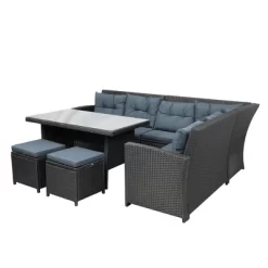 6pc Wicker Patio Conversation Set With Glass Table Ottomans & Cushions - Black/Dark Gray - GODEER 21 6pc Wicker Patio Conversation Set With Glass Table Ottomans & Cushions - Black/Dark Gray - GODEER -Outdoor Furniture Store GUEST 5498f313 587f 40b7 9dee fab1d70140b4