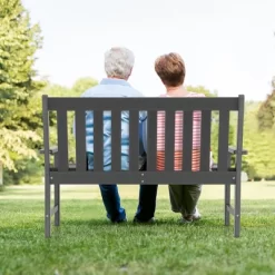 Costway Garden Bench All-Weather HDPE 2-Person Outdoor Bench For Front Porch Backyard -Outdoor Furniture Store GUEST 55a915fb 50a4 482d bae0 12c5c8f901d2