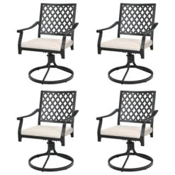 Tangkula 2/4 PCS Patio Swivel Dining Chairs Kitchen Garden Metal Armchairs W/Cushions -Outdoor Furniture Store GUEST 55d65317 2948 4f6c 899b 489e70cdaae5
