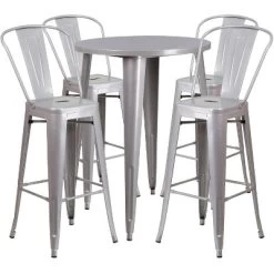Flash Furniture Commercial Grade 30" Round Metal Indoor-Outdoor Bar Table Set With 4 Cafe Stools -Outdoor Furniture Store GUEST 560508cc 8ffb 48a0 85cb d59b19b911b2