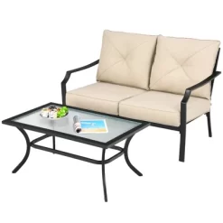 Costway 2 PCS Patio Loveseat With Coffee Table Outdoor Sofa Bench With Cushions 18 Costway 2 PCS Patio Loveseat With Coffee Table Outdoor Sofa Bench With Cushions -Outdoor Furniture Store GUEST 56317acb be73 4bc3 a265 b8d4d1eac2f6