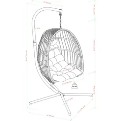 Toluca Hanging Outdoor Boho Egg Chair With Cushion - Saracina Home -Outdoor Furniture Store GUEST 56aea60f 8fb1 4dcb a5cc 5a0af51b2f08