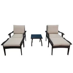 5pc Wicker Patio Set With Cushions - Brown/Beige - GODEER -Outdoor Furniture Store GUEST 56e836b1 20b8 4452 a220 ee352563ae14