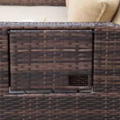 Outsunny Patio Wicker Loveseat Sofa Set, Outdoor PE Rattan Garden Assembled Sun Lounger Daybed Furniture, W/ Storage Ottoman & Side Tables/ Drink Trays For Poolside, Porch, Backyard -Outdoor Furniture Store GUEST 573945f5 4cab 4558 835d dd1764820ae0