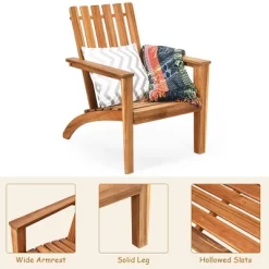 Costway Patio Acacia Wood Adirondack Chair Lounge Armchair Durable Outdoor Garden Yard -Outdoor Furniture Store GUEST 573d57d4 2682 4ff2 ad1c 7e12674ddd32