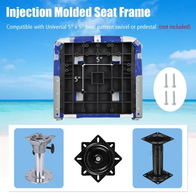 Costway High Back Folding Boat Seats W/ Blue White Sponge Cushion & Flexible Hinges 3 Costway High Back Folding Boat Seats W/ Blue White Sponge Cushion & Flexible Hinges