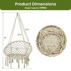 Tangkula Hammock Chair Macrame Swing, Patio Hanging Hammock Chair W/ LED Lights, Hanging Cotton Rope Hammock Swing Chair -Outdoor Furniture Store GUEST 57e98e7b ea93 453f 93b0 36bce1b25d0d