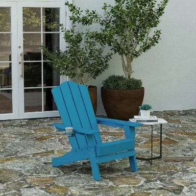 Merrick Lane Adirondack Chair With Cup Holder, Weather Resistant HDPE Adirondack Chair 3 Merrick Lane Adirondack Chair With Cup Holder, Weather Resistant HDPE Adirondack Chair