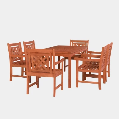 Malibu 7pc Rectangle Wood Outdoor Patio Dining Set - Tan - Vifah 3 Malibu 7pc Rectangle Wood Outdoor Patio Dining Set - Tan - Vifah