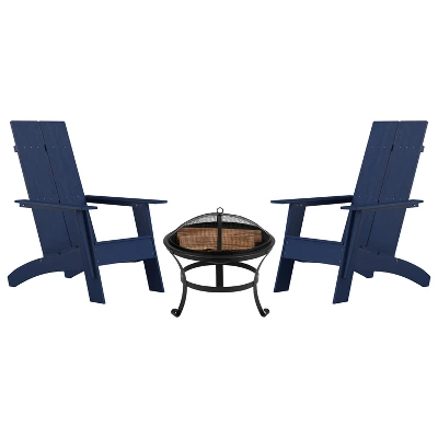 Merrick Lane Outdoor Set With Modern Adirondack Rocking Chairs & Wood Burning Fire Pit, Poker & Spark Screen 16 Merrick Lane Outdoor Set With Modern Adirondack Rocking Chairs & Wood Burning Fire Pit, Poker & Spark Screen - Image 14