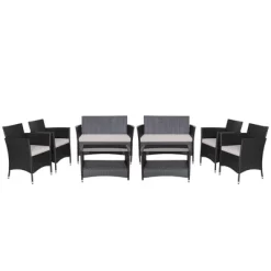 Costway 8PCS Patio Rattan Furniture Set Armrest Cushion Sofa Coffee Table With Shelf Garden -Outdoor Furniture Store GUEST 588bb4f0 1d11 47ce a2a9 a20c5f98ca29