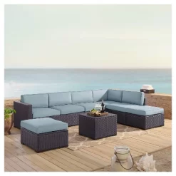 Biscayne 6pc All-Weather Wicker Patio Seating Set - Mist - Crosley -Outdoor Furniture Store GUEST 5898dad7 81df 43d0 99dc 9be1079e7f80