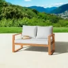 Grafton Eucalyptus 2 Seat Outdoor Bench With Cushions - Gray/Natural - Alaterre Furniture -Outdoor Furniture Store GUEST 59374235 9b5d 4613 925f 636abd76369b