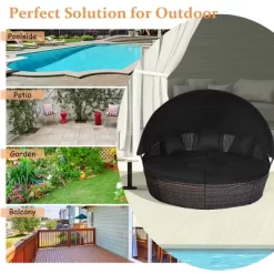 Costway Patio Rattan Daybed Cushioned Sofa Adjustable Table Top Canopy Black -Outdoor Furniture Store GUEST 5942b906 dc15 4d56 9307 9f4f9ec44124