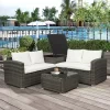 4pc Wicker Patio Conversation Set With Cushions - Gray/Beige - GODEER 2 4pc Wicker Patio Conversation Set With Cushions - Gray/Beige - GODEER -Outdoor Furniture Store GUEST 59432881 a3fb 447a 87ed 2077140d5b3c