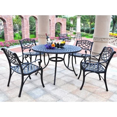 Sedona 46" 5pc Outdoor Dining Set With Armchairs - Black - Crosley 3 Sedona 46" 5pc Outdoor Dining Set With Armchairs - Black - Crosley