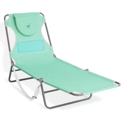 Ostrich Chaise Lounge Outdoor Lightweight Folding Adjustable Reclining Beach Chair For Tanning Pool Lake Patio Lawn Camping, Teal (3 Pack)