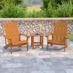 Flash Furniture 2 Pack Charlestown All-Weather Poly Resin Wood Adirondack Chairs With Side Table