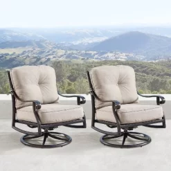 5pc Set With 42" Square Outdoor Aluminum Fire Table & Four Swivel Rocking Chairs & Wind Block - Oakland Living -Outdoor Furniture Store GUEST 59bd4e37 a875 4064 95eb e9e1543840db