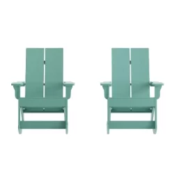 Flash Furniture Finn Modern Commercial Grade All-Weather 2-Slat Poly Resin Rocking Adirondack Chair With Rust Resistant Stainless Steel Hardware - Set Of 2 -Outdoor Furniture Store GUEST 5a2c3598 447f 4368 93f9 8ebcf48cb68f