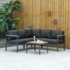 Outsunny 4 Piece Patio Furniture Set, Outdoor L-Shaped Sectional Sofa With 2 Loveseats, 1 Couch Corner, Dining Table, Cushions, Gray -Outdoor Furniture Store GUEST 5a307067 7d41 459d a39c d81594ed94c5