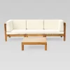 Brava 4pc Acacia Modular Sofa And Table Set - Teak/Beige - Christopher Knight Home -Outdoor Furniture Store GUEST 5a30747b a54e 43cd a0b4 e3008b6a2d2b