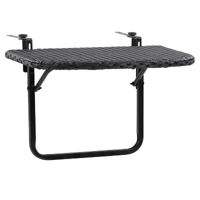 Parksville Rattan Foldable Balcony Table - Black - CorLiving 5 Parksville Rattan Foldable Balcony Table - Black - CorLiving - Image 3