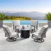 5pc Outdoor Set With 44" Round Aluminum Fire Table Set With 4 Swivel Rocking Chairs & Wind Blocker Lid - Oakland Living -Outdoor Furniture Store GUEST 5ad1f347 c6ee 4b5d 9508 2ada09b00d77