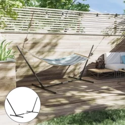 Outsunny Universal Hammock Stand 10-13ft Adjustable Steel Stand Space-Saving And Portable Carrying For Indoor And Outdoor Use, Black