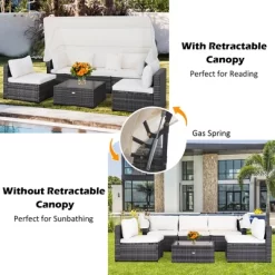 Costway 6-Piece Outdoor Patio Furniture Set Retractable Canopy Conversation Set -Outdoor Furniture Store GUEST 5b3057ea 928c 4376 b9bf d756343ccd7b