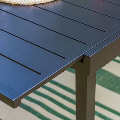 Captiva Designs 9pc Steel Outdoor Patio Dining Set With Rattan Arm Chairs & Rectangle Extendable Table 6 Captiva Designs 9pc Steel Outdoor Patio Dining Set With Rattan Arm Chairs & Rectangle Extendable Table - Image 4