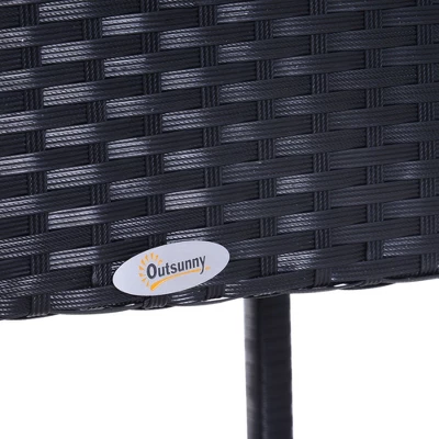 Outsunny 3 PCS Rattan Bar Set With Glass Top Table, 2 Bar Stools For Outdoor, Patio, Garden, Poolside, Backyard 7 Outsunny 3 PCS Rattan Bar Set With Glass Top Table, 2 Bar Stools For Outdoor, Patio, Garden, Poolside, Backyard - Image 5