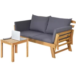 Tangkula Outdoor Folding Daybed Patio Acacia Wood Convertible Couch Sofa Bed TurquoiseRed WhiteDark Grey -Outdoor Furniture Store GUEST 5b91ab71 ea16 44a3 af02 ae19b70ed384