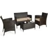 Costway 4PCS Rattan Patio Furniture Set Cushioned Sofa Chair Coffee Table Garden -Outdoor Furniture Store GUEST 5bc171b2 da4e 4b99 95fa efe44551f2d0