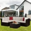5pc Outdoor Rattan Wicker Conversation Set - Brown/Beige/Red - GODEER -Outdoor Furniture Store GUEST 5bd93787 3a3f 4957 bb9a 5fadab36d1dc